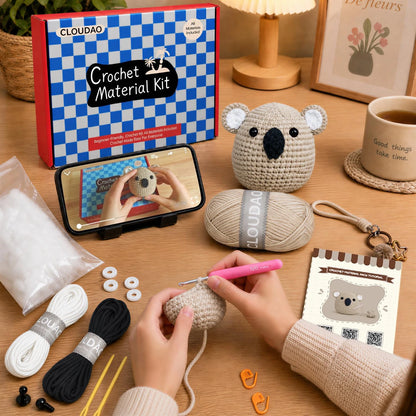 CLOUDAO Crochet Kit for Beginners, Amigurumi Starter Koala