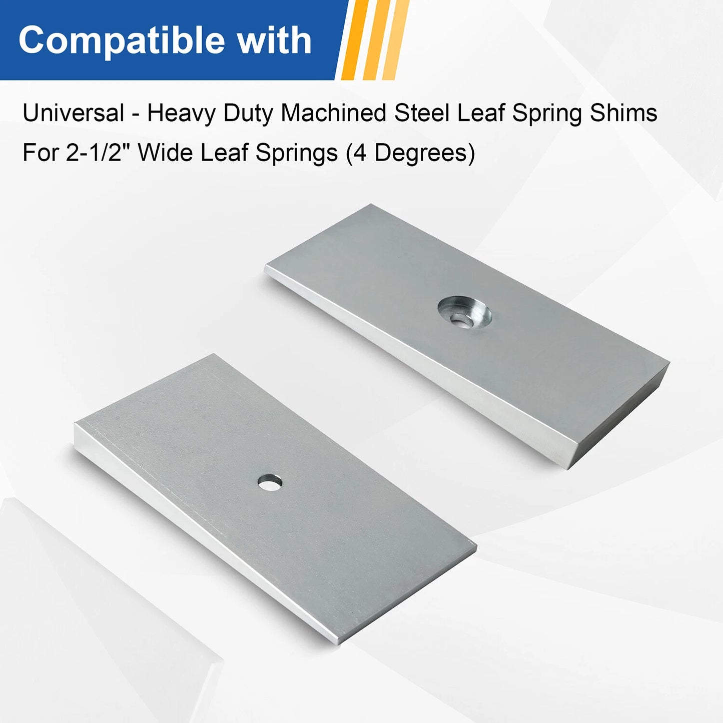2.5" Wide 4°Degree Steel Leaf Spring Shims 800061 Sliver- Set of 2