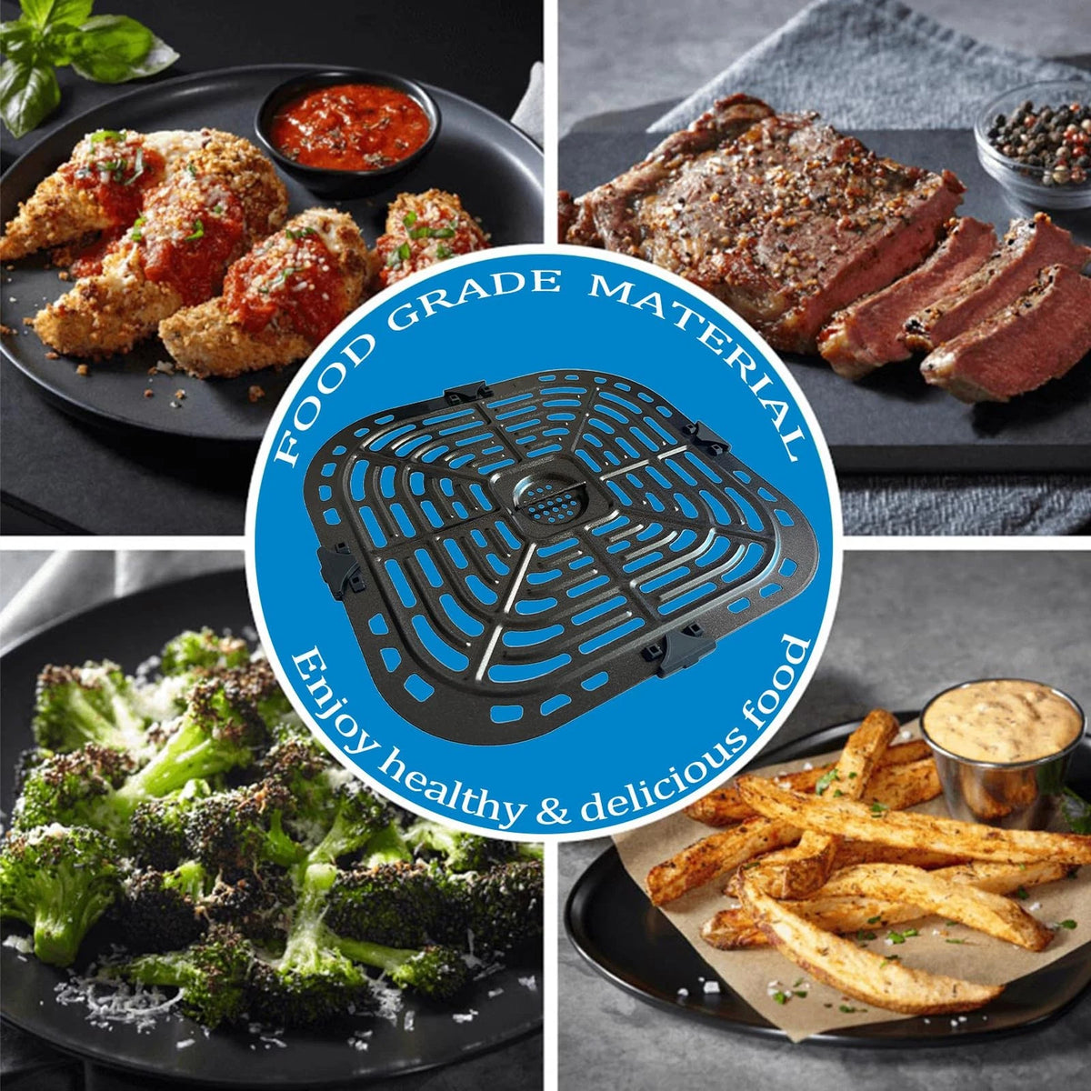 ALJ 6QT Air Fryer Grill Plate for Power XL Combo 6QT, Black