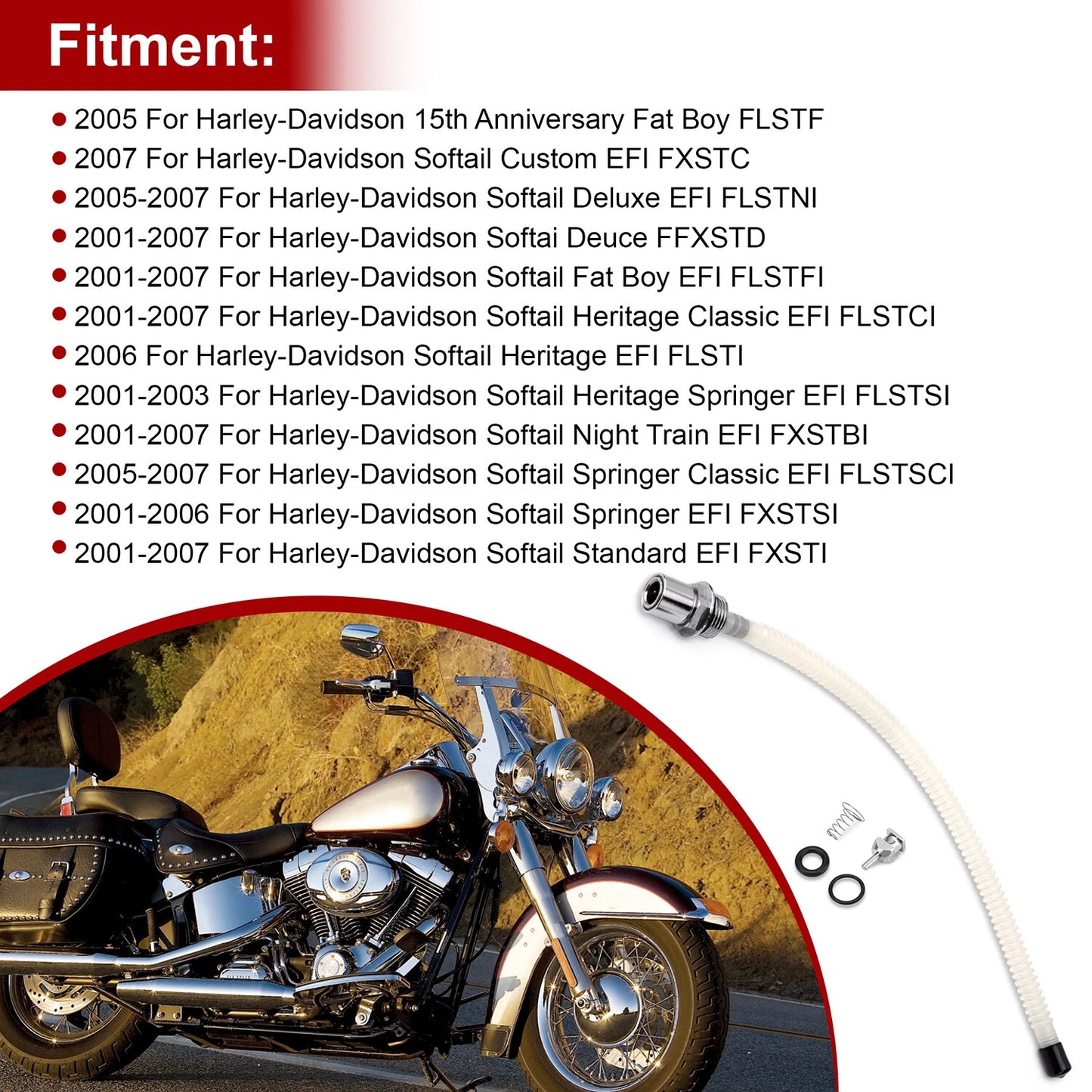 Fuel Check Valve Rebuild Kit For Harley-Davidson Softail 2001-2007