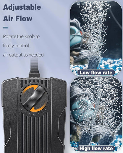 Pawfly Aquarium Air Pump Oxygen for 10-200 Gallon Fish 10-60 gal, Black