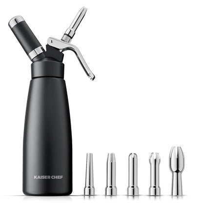 Professional Aluminum Whipped Cream Dispenser - 500 mL/1 500ml, Black