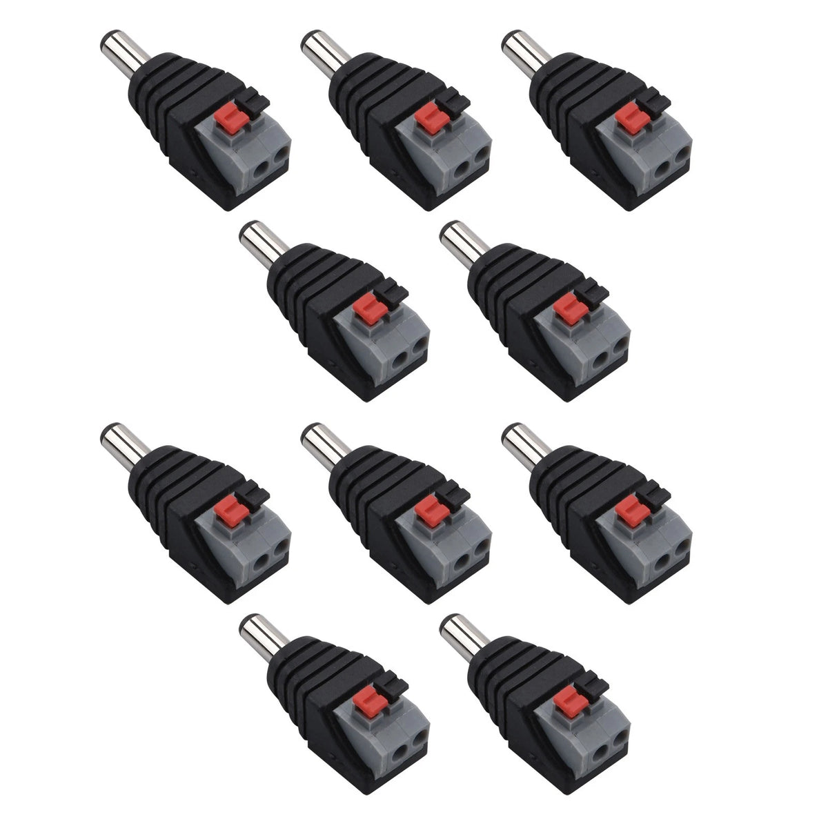 10pcs Male 5.5mm x 2.1mm DC Power Jack Screwless Quick Connect for LED 12V 24V