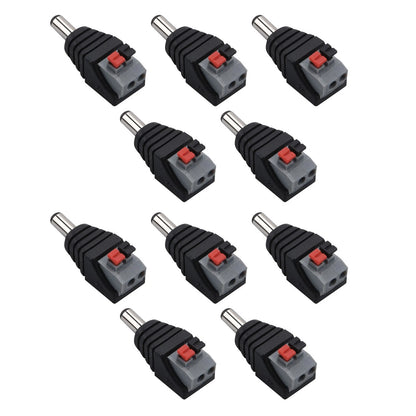 10pcs Male 5.5mm x 2.1mm DC Power Jack Screwless Quick Connect for LED 12V 24V