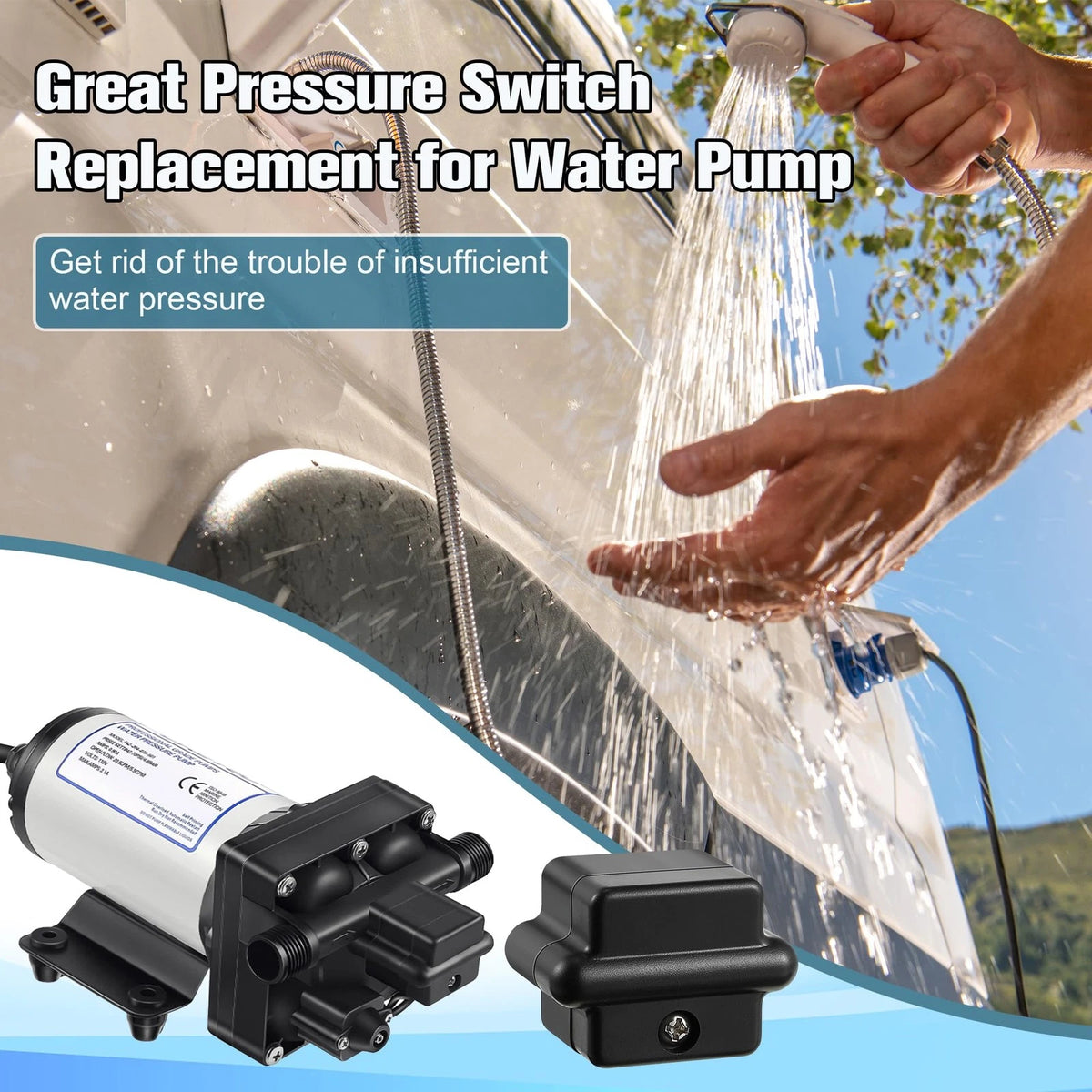 Dreyoo 40-80 PSI Water Pump Pressure Switch Assembly for 12V 24V 110V Black