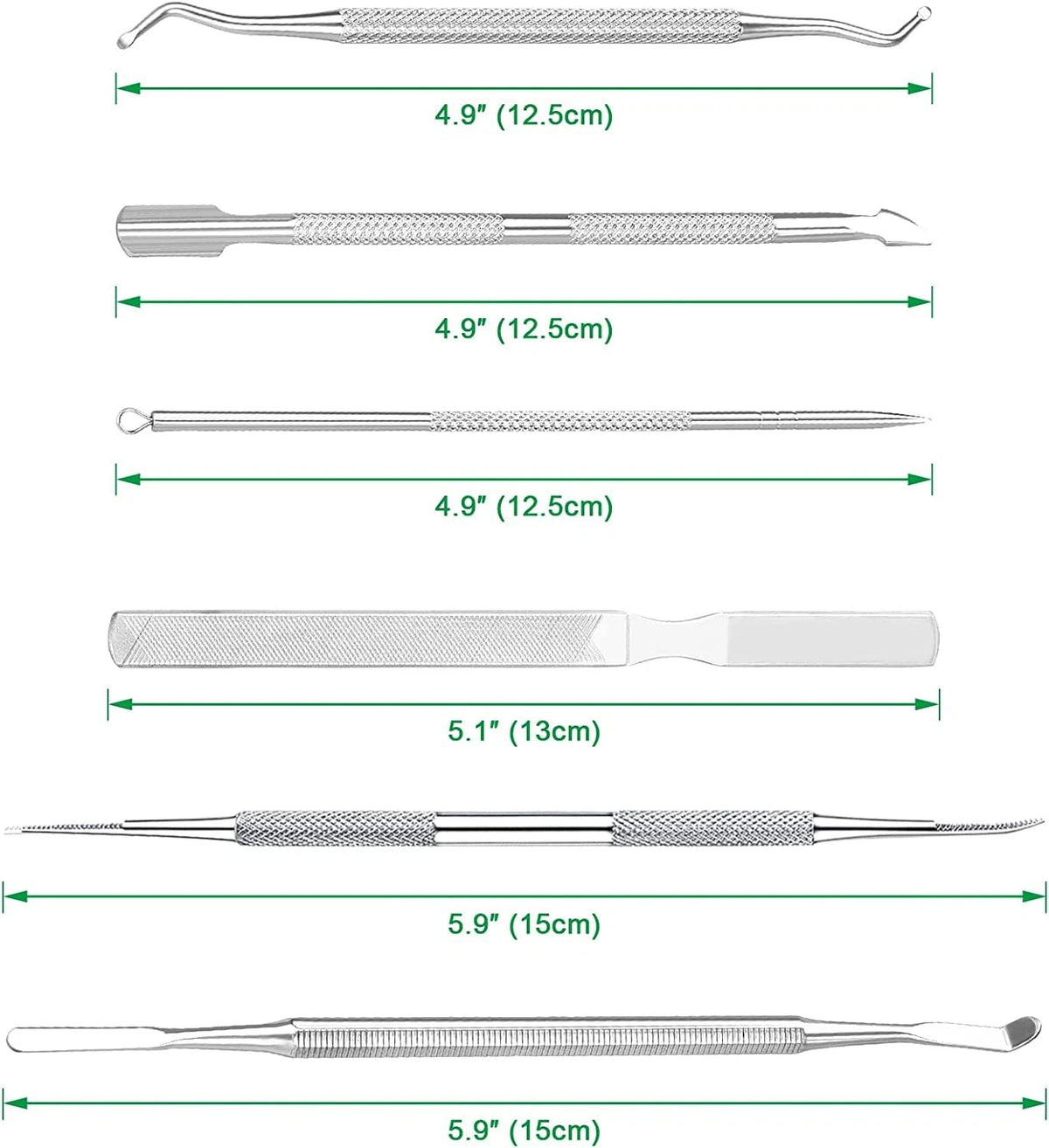 6-Pack Ingrown Toenail File and Lifters, Professional 6 Piece Set, 6-pack
