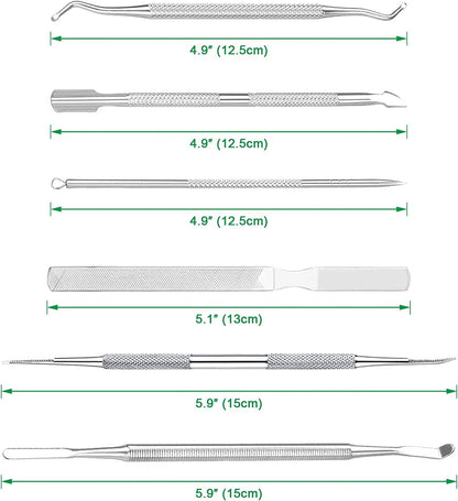 6-Pack Ingrown Toenail File and Lifters, Professional 6 Piece Set, 6-pack