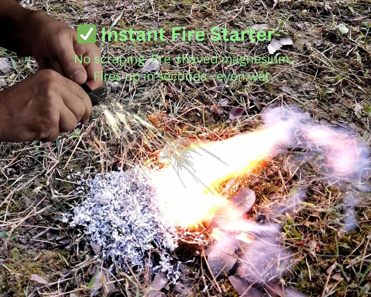 Emergency Magnesium Fire Starter Kit – 6 Bags of Pure Portable, Silver