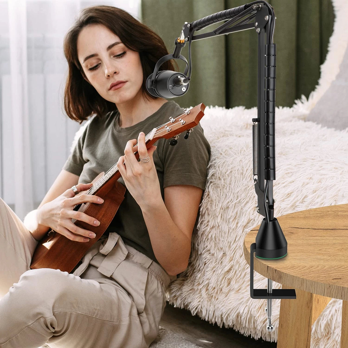 YOUSHARES Table Mount Clamp for Mic - Boom Arm Microphone Green