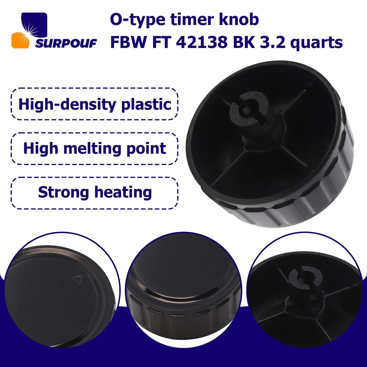 SURPOUF Timer knob FBW FT 42138 BK 3.2 Quart Fits For as pic, Black