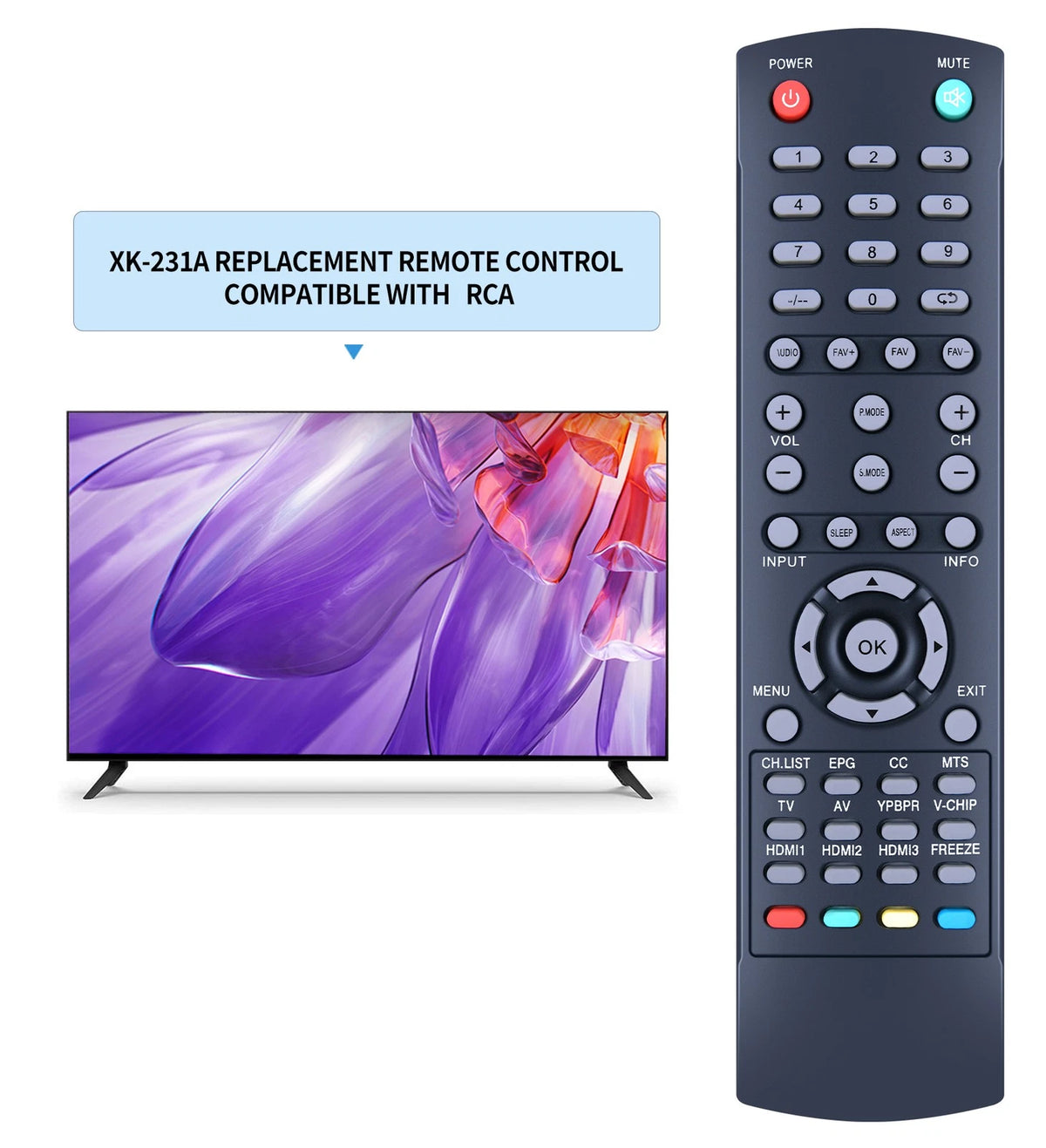 XK-231A Remote Control For RCA TV RTU5540-B RLDED4016A-H RTU4300 RTU6549C