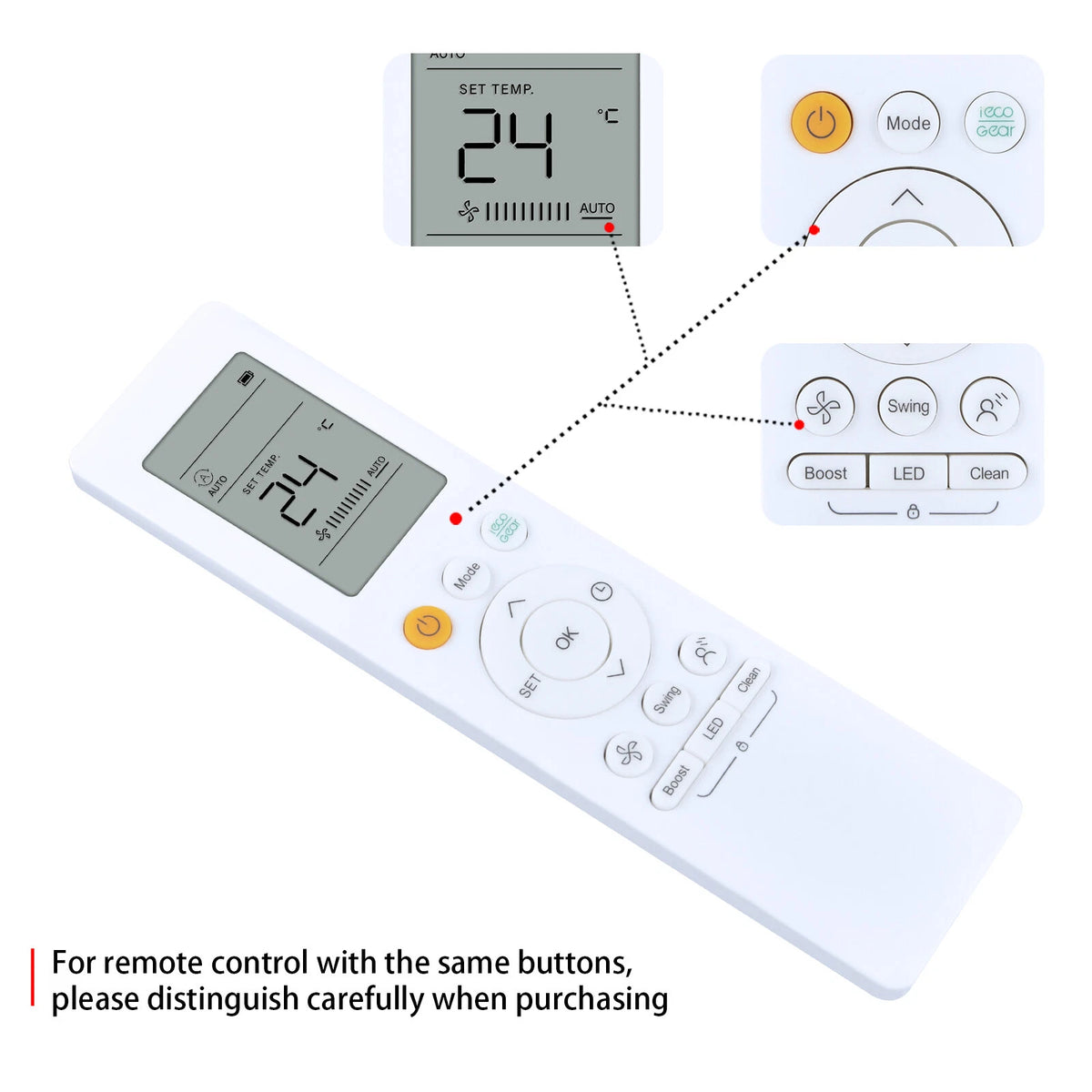 RG10A(B2S)/BGEF Remote Control For Midea/Carrier/System Air Conditioner