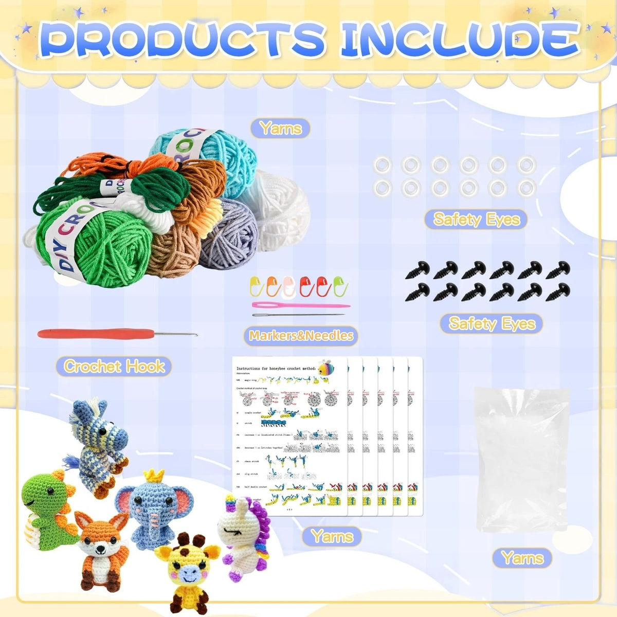 OLHKYN 6Pcs Crochet Kit for Beginners, 2026 DIY Craft small, Set-02