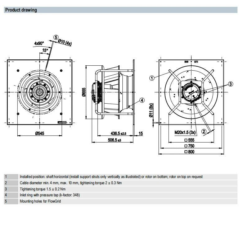 Ebmpapst K3G560-PB31-03/F02 Centrifugal Fan 400V ??560MM AHU/ FFU Cooling Fan
