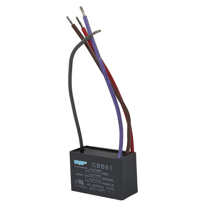 HQRP Capacitor Compatible with Hampton Bay Ceiling Fan 4.5uf+5uf+6uf Black