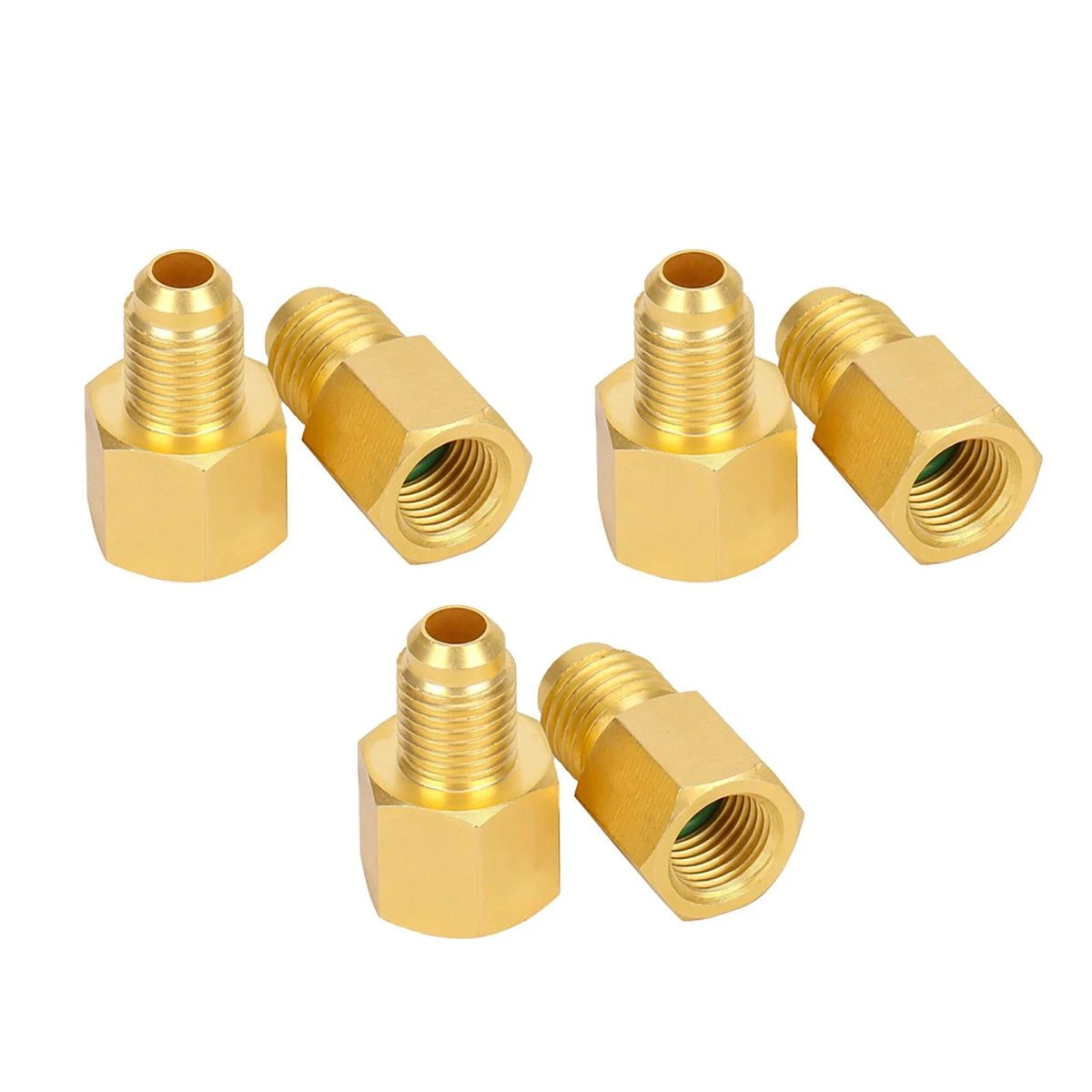Brass Refrigerant Adapters Kit for R12 R134a Systems Vacuum Pump Port Connection
