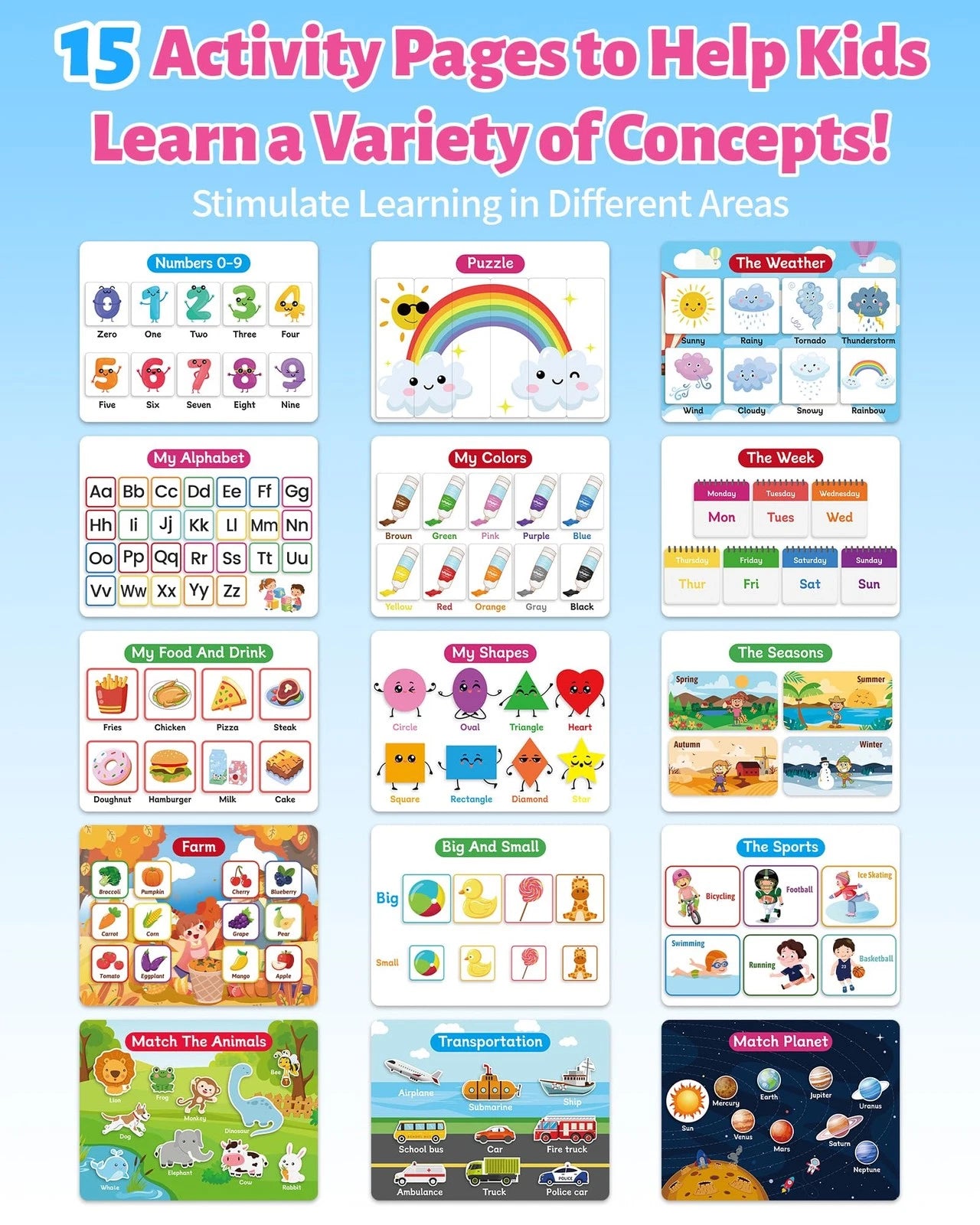 Benresive Busy Book for Toddlers 3-5, Montessori Preschool Medium, Blue