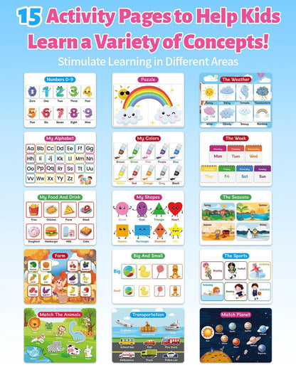 Benresive Busy Book for Toddlers 3-5, Montessori Preschool Medium, Blue