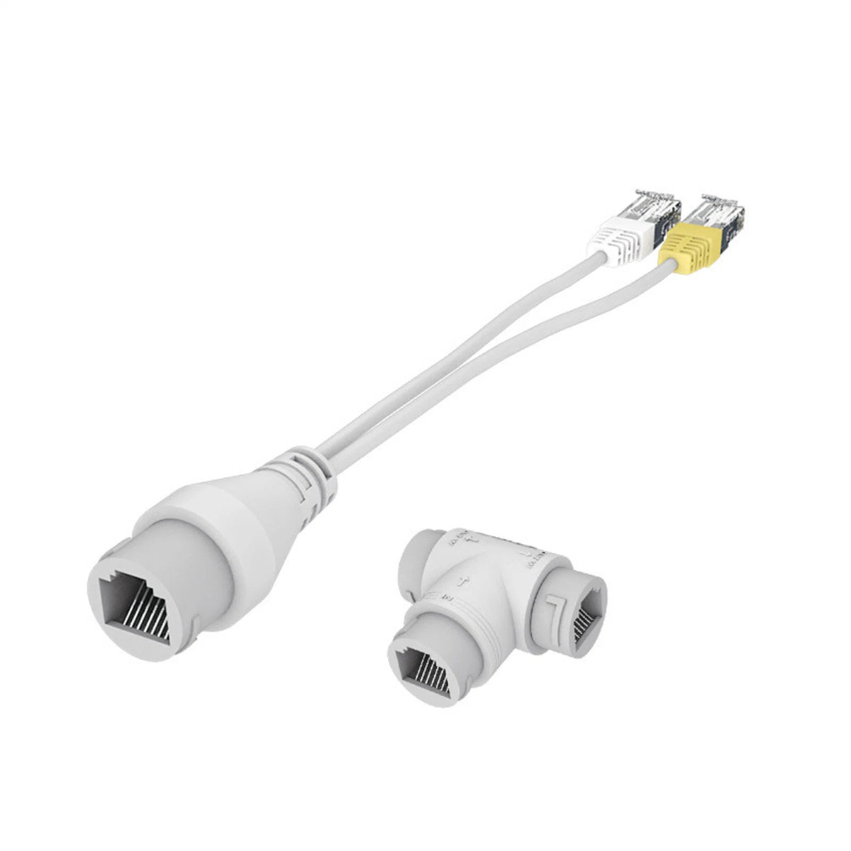1Set POE Splitter 2-in-1 Network Cabling Connector Three-way RJ45 Connector