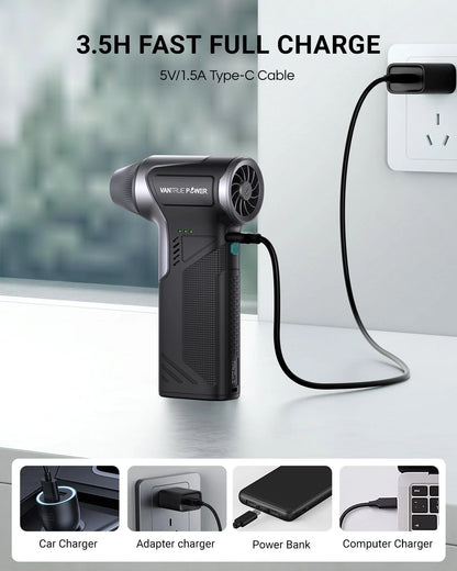 VANTRUE POWER T150 Compressed Air Duster, Mini Blower, Black and Grey