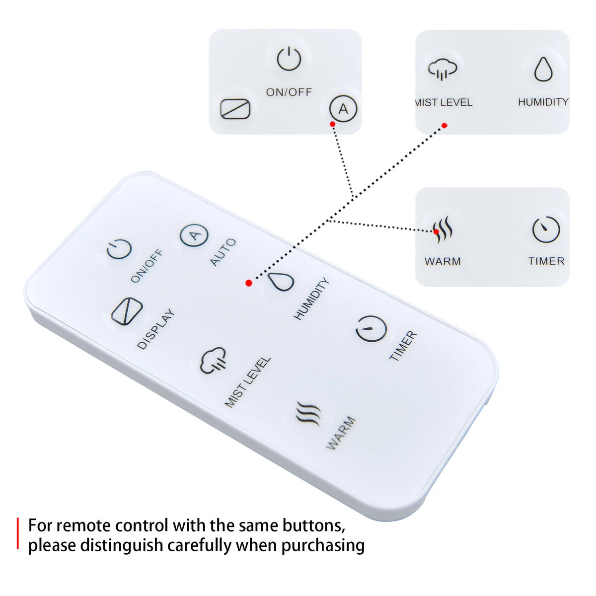 Remote Control For LEVOIT LV600HH 6L Warm and Cool Mist Ultrasonic Humidifier