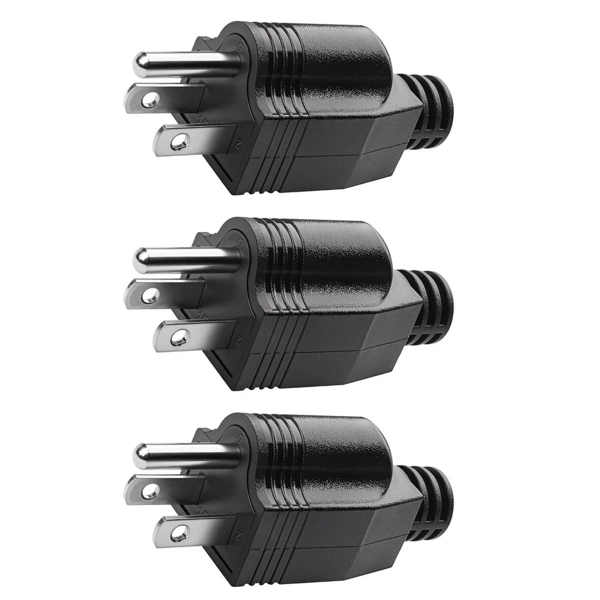 Male Electrical Plug Replacement Connector 3 Prong 125V 15A AC 3-Pack Cord