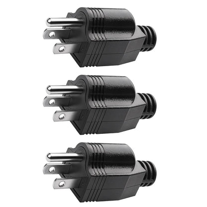Male Electrical Plug Replacement Connector 3 Prong 125V 15A AC 3-Pack Cord