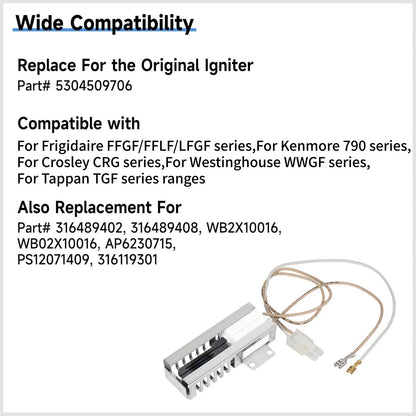 PS12071409 Range Oven Igniter For Frigidaire Kenmore Crosley Gas Stove 120V