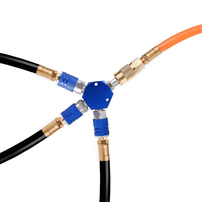 1* 3 Way Quick Connect Air Manifold Air Hose Splitter Durable 1/4" Air Tool Blue