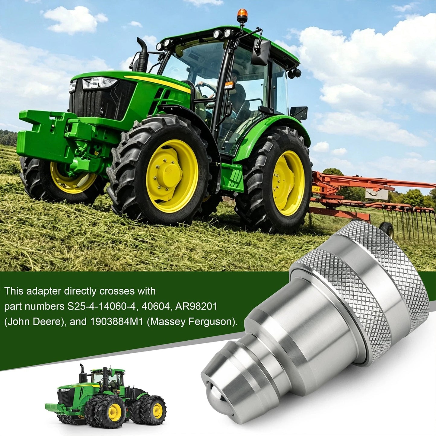 Hydraulic Quick Coupler Adapter Pioneer 4060-4MB Old JD to ISO Male Tip