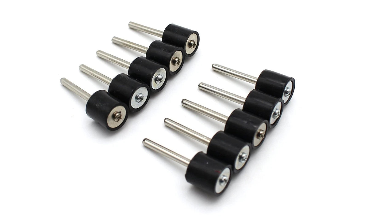 TEMO 10 pc 1/2 Inch Rubber Mandrel Sand Drum Holder 1/8 1/2" Mandrel, Black
