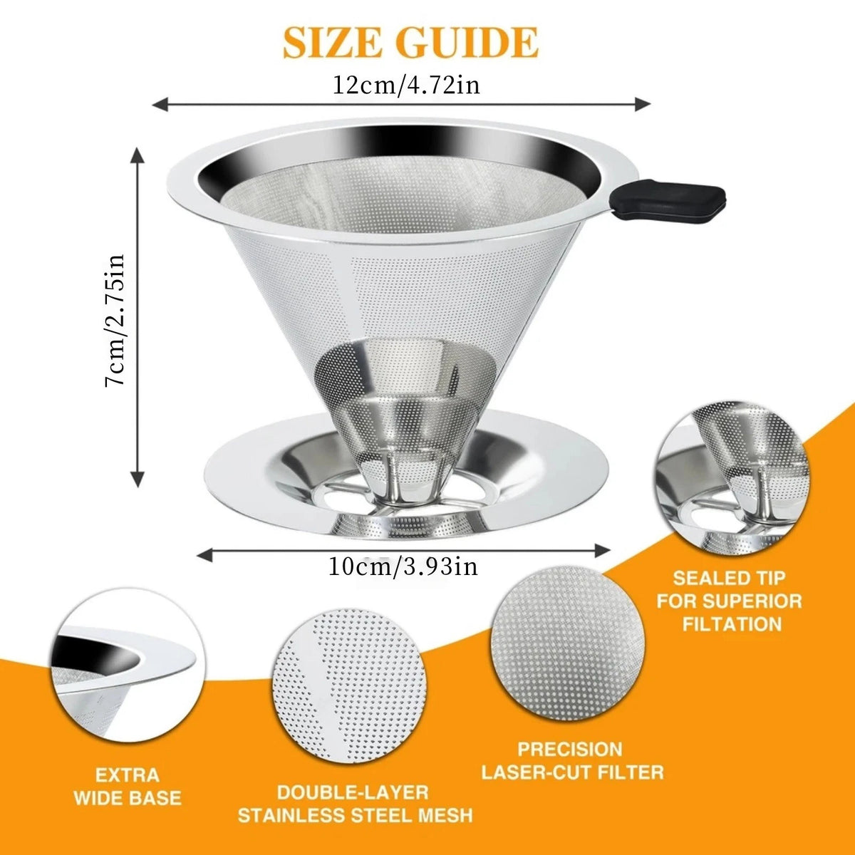 304 Stainless Steel Coffee Dripper Double Layer Filter Screen Retains Oil Fat