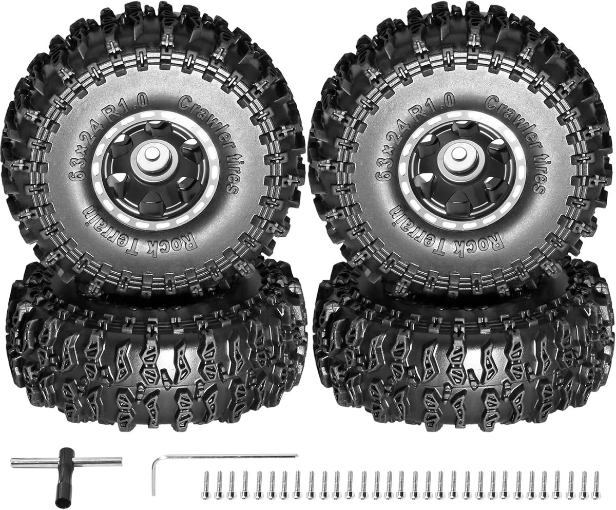 1.0 Beadlock Wheel Soft Tire Set RC Upgrade Part for Traxxas 1/18 TRX4M Black
