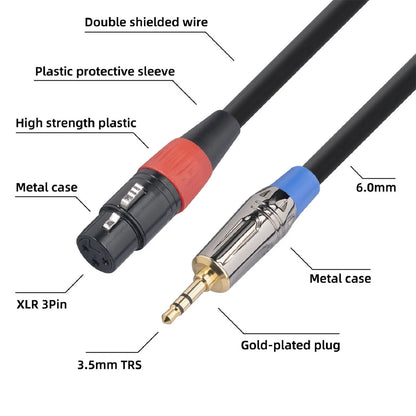 Jack 3.5mm to 3Pin XLR Cable TRS M to XLR Female Audio Adapter Cable For Phone