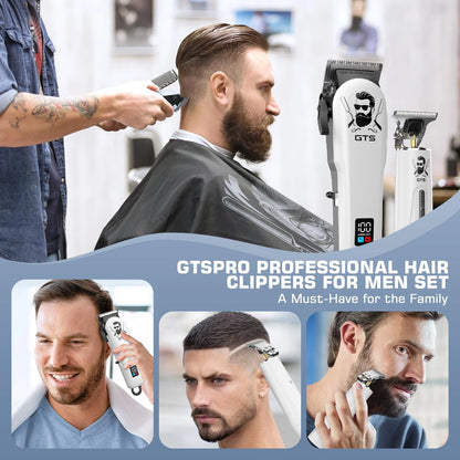 GTSPro Hair Clippers for Men, and Trimmers Set, Barber Human-white