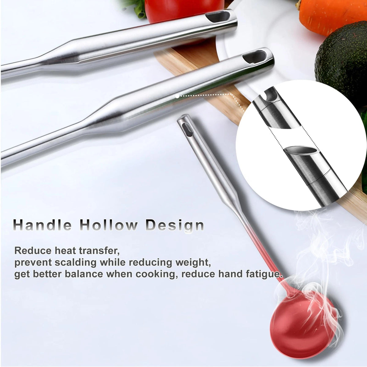 NIITAWH Stainless Steel Kitchen Utensils 12 Pcs, 11"-13.7"(12pcs), Brushed