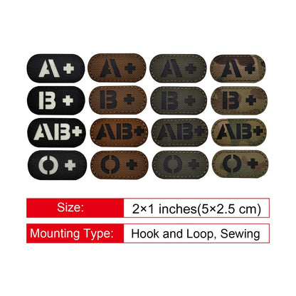 EmWoot 2PCS Blood Type AB+ Patches IR Infrared Reflective 2"×1", 2"×1" CP