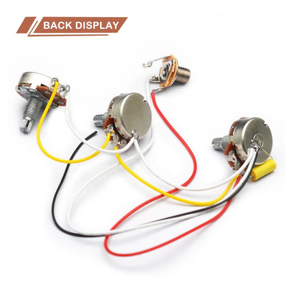 SAPHUE Bass Wiring Harness Prewired Kit 250K Big Pots 2 Volume 1 Tone For...