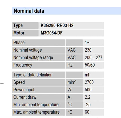 Ebmpapst K3G280-RR03-H2  1~ 230VAC 500W 2.2A 2700RPM 2105m3/h EC Centrifugal Fan