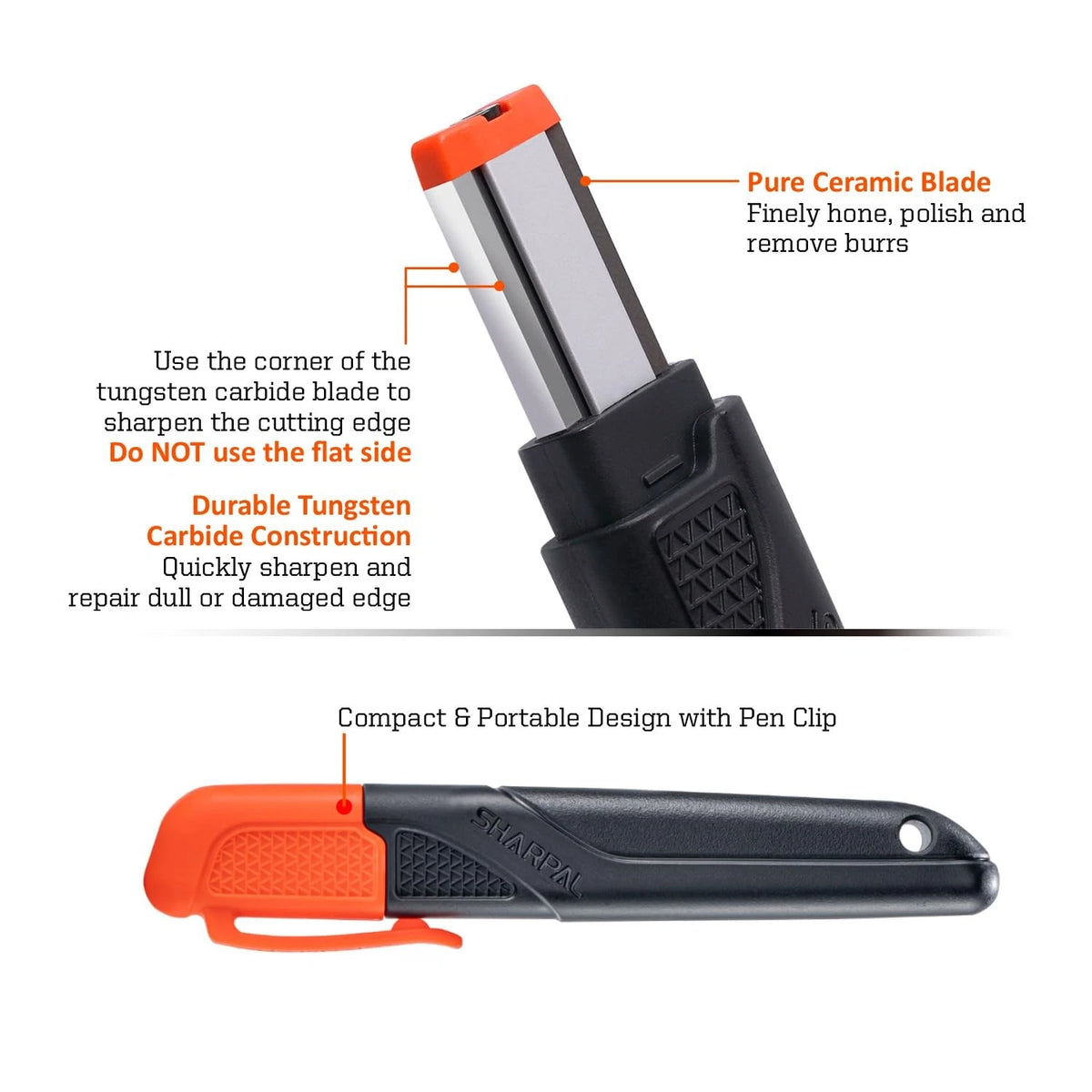 SHARPAL 129N Multipurpose Garden Tool Blade Sharpener Small, Black, Orange