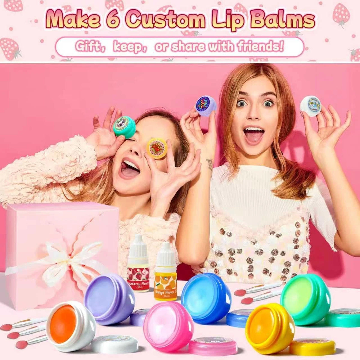 WhizToys 39Pcs Lip Balm Making Kit for Girls 48 Count (Pack of 1), Pink-Small