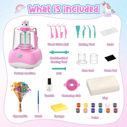 Mini Pottery Wheel for Kids - Painting Craft Kit with Mini, Pink
