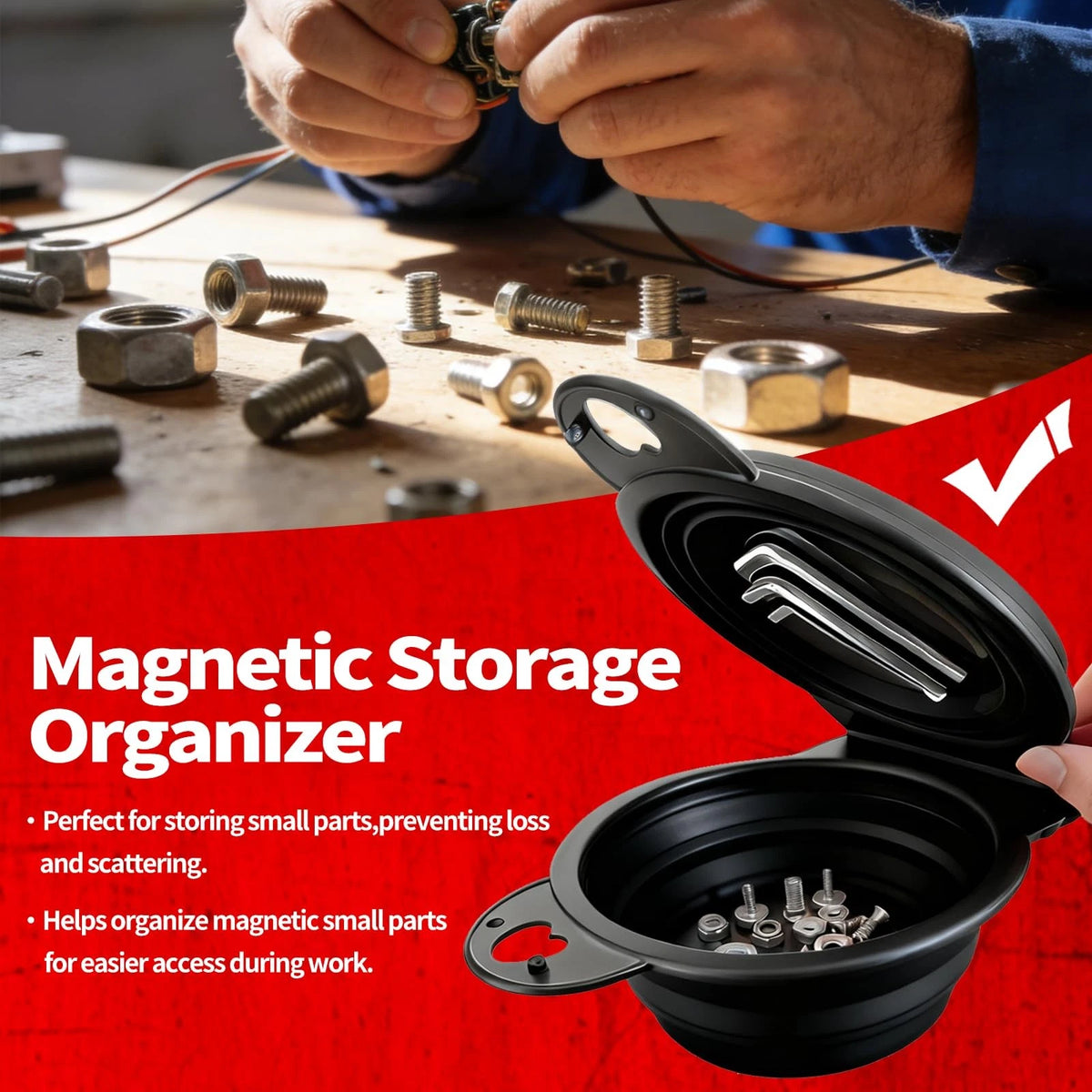 Collapsible Magnetic Parts Tray Set,  Upgraded Version Trays,...