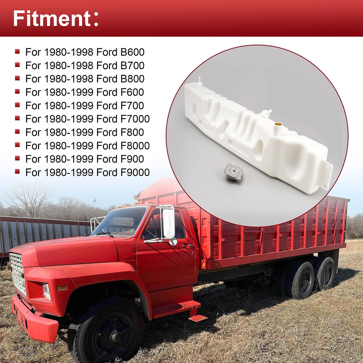 Coolant Overflow Tank For Ford F600 F700 F800 1980-1998 F6HZ-8A080-B