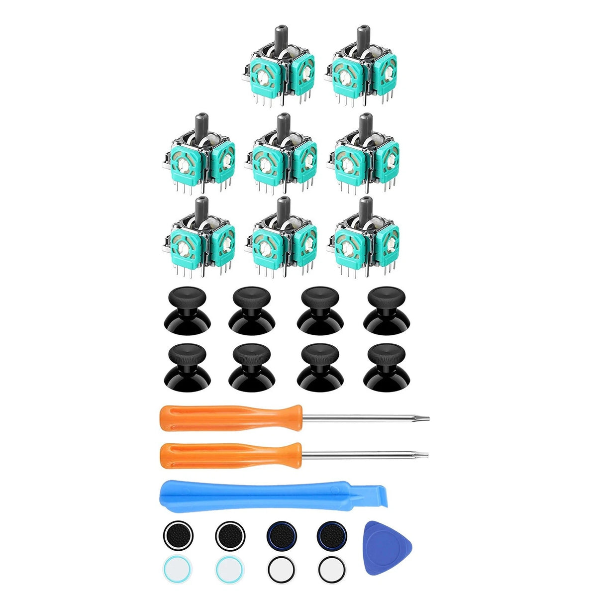 8x Analog Stick Set for Xbox One Controller Repair with Thumbstick Caps & Tools