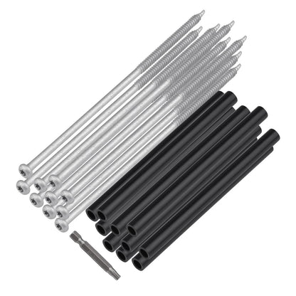 Xadnitu 10 Pieces 7" Gutter Screws with Ferrules and Driving Black, Silver