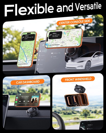Meifigno for Magsafe Car Mount, [Metal Alloy Arm] Strongest Vacuum Black