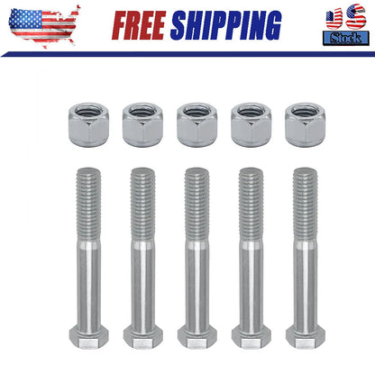 Grade 2 Shear Bolts for Rotary Cutters 1/2" x 3-1/2" with Nylock Nuts - 5 Pack