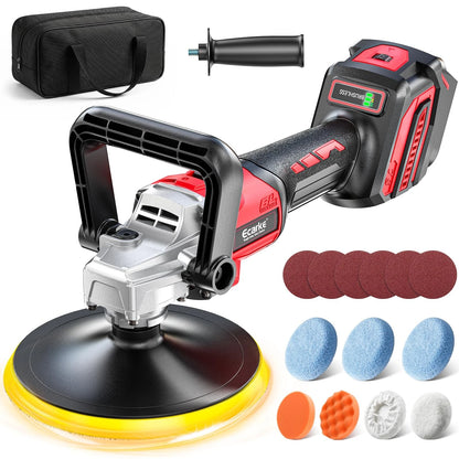 Ecarke 7-Inch Cordless Car Buffer Polisher Kit Compatible with Milwaukee Red