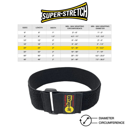 Super-Stretch Wrap-It Storage Straps - 24" (4 Pack) Black Pack),